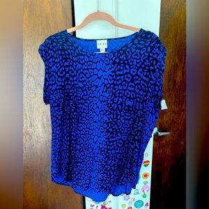 Reiss Cobalt Blue Animal Print Blouse